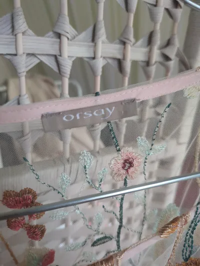 ORSAY Damen Kleid Blumenstickerei Rosa Gr. 38 Festlich Romantisch