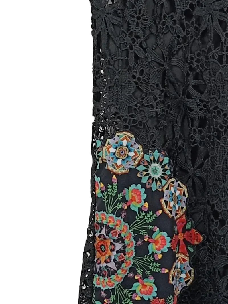 Desigual Damen Sommerkleid Spitze Floral Muster Gr. 40 Schwarz Feminin 3