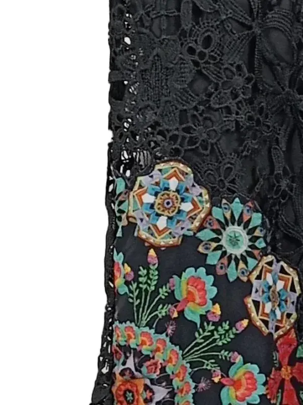 Desigual Damen Sommerkleid Spitze Floral Muster Gr. 40 Schwarz Feminin 5
