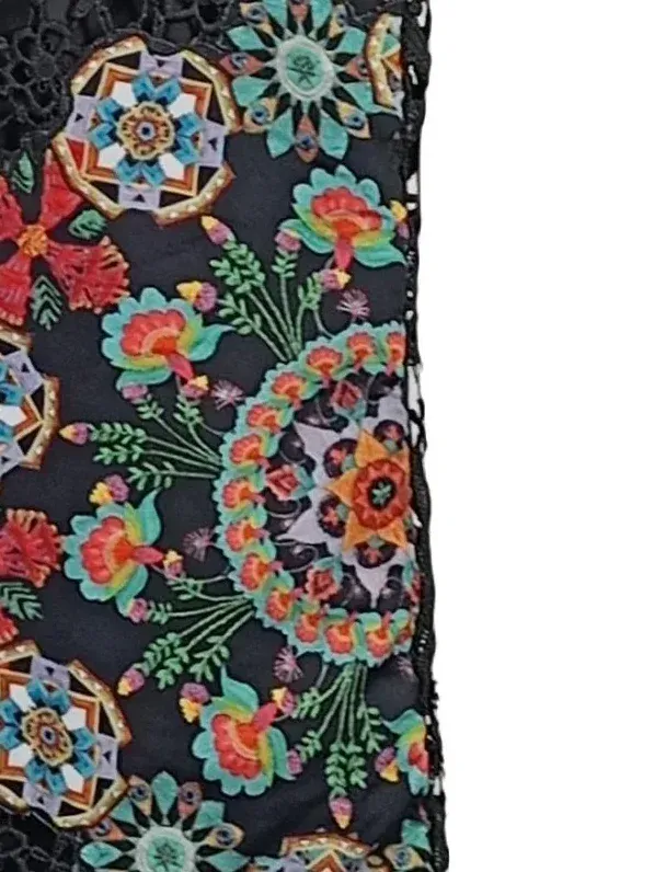 Desigual Damen Sommerkleid Spitze Floral Muster Gr. 40 Schwarz Feminin 6