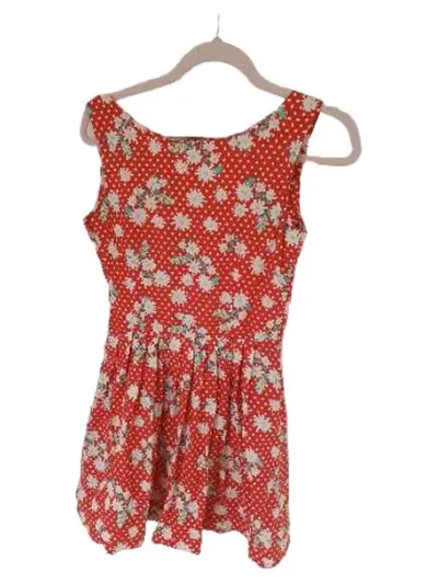 Mela Loves London Sommerkleid Damen Gr. 38 Rot Blumen Punkte Retro