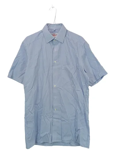 MARVELIS Modern Fit Herren Kurzarm Hemd Gr. 39 blau weiß gestreift Baumwolle