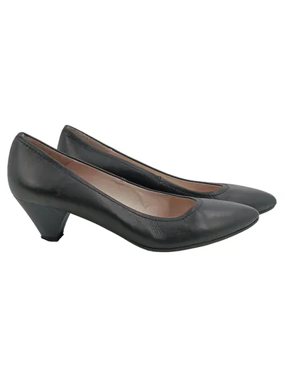 MADELEINE Damen Pumps Kitten Heel Schwarz Leder Größe 37 Elegant