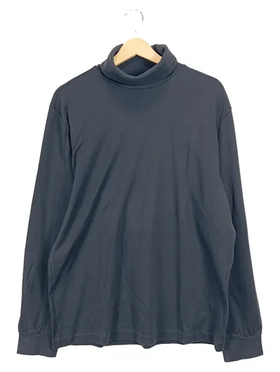 Hugo Boss Herren Rollkragenpullover Gr. 50/L Schwarz Baumwolle Langarm