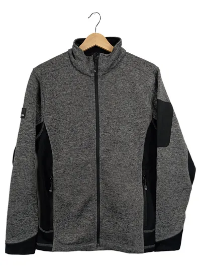 FHB Fleecejacke Herren Gr. S Grau Schwarz Outdoor Strickfleece