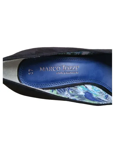 Marco Tozzi Damen Pumps Gr. 37 Blau Wildleder Blockabsatz Elegant