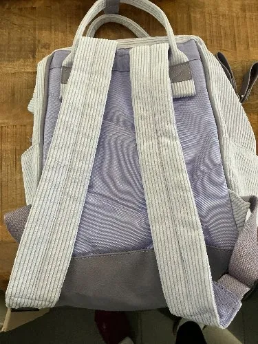 Rucksack Cord Grau Damen Schule Alltag Freizeit Lederdetails Venice
