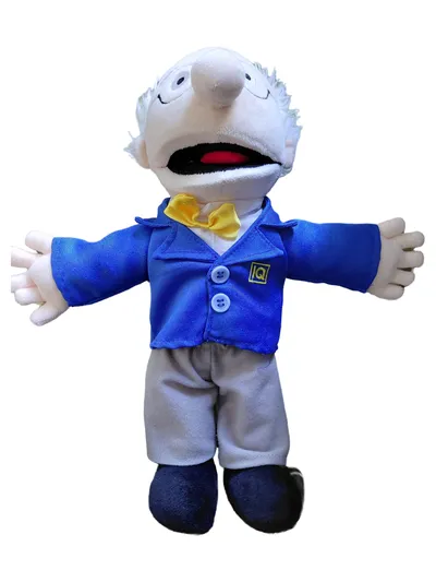 IQ Handpuppe Mann Fliege Plüschfigur 32cm
