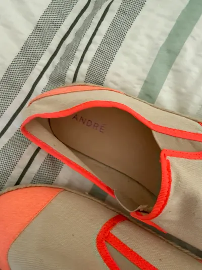 André Espadrilles Damen Schuhe Gr. 38 Beige Coral Glitzer Canvas