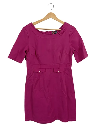 Yumi Damen Businesskleid Gr. 42/XL Pink Kurzarm Schleife Elegant