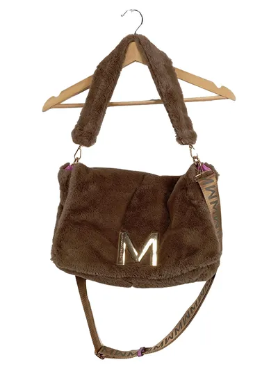 La Casademunt by Maite Plüsch Umhängetasche Braun M-Logo Damen Beuteltasche