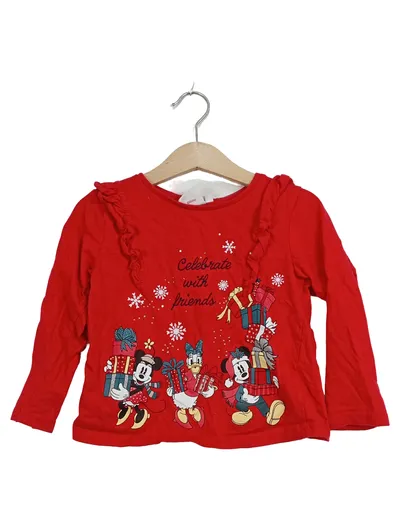 Disney Minnie Maus Langarmshirt Mädchen Gr. 104 Rot Weihnachten
