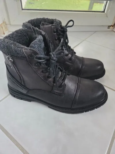 Tom Tailor Herren Winterstiefel Gr. 45 Grau Gefüttert Schnürstiefel TEX