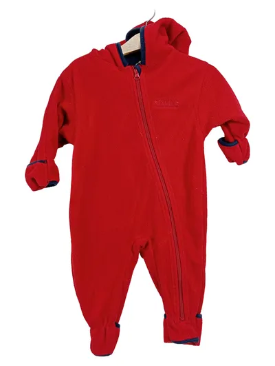 BMS Baby Fleece Overall Schneeanzug Gr. 68 Rot Baumwolle Kapuze Wagenanzug