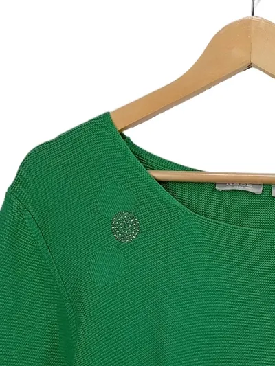 RABE Damen Pullover Gr. 50 Grün Strickpullover Strass Applikationen Baumwolle