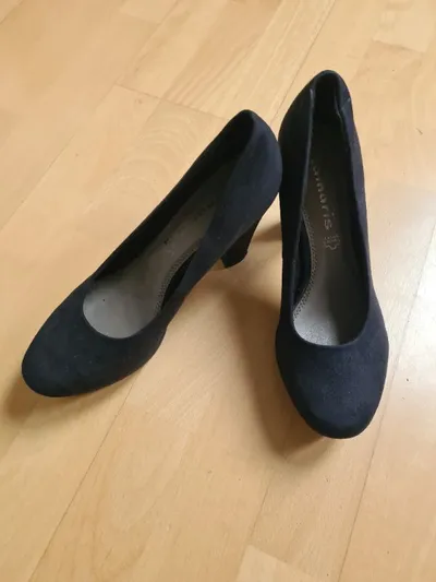 Tamaris Damen Pumps Plateau Blockabsatz Wildleder Schwarz Gr. 38