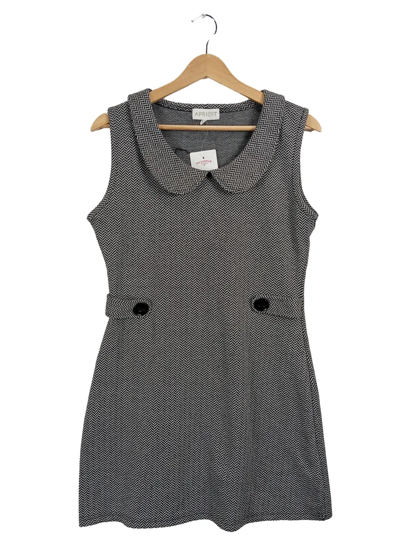 Apricot Damen Businesskleid Fischgrätenmuster Grau Gr. 40/M ärmellos 1