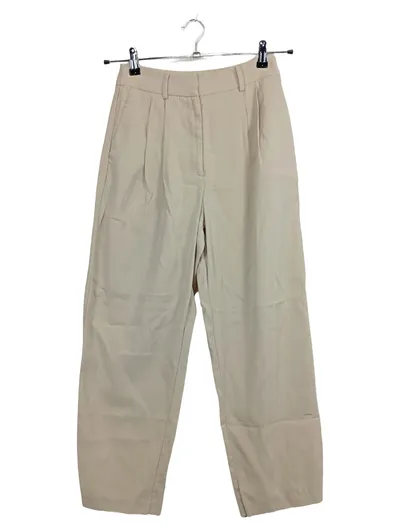 Lefties Damen Stoffhose Beige Gr. 34 XS High Waist Bundfaltenhose