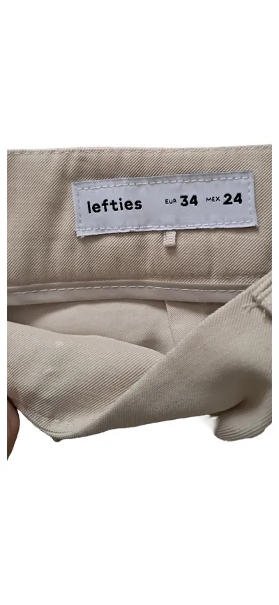 Lefties Damen Stoffhose Beige Gr. 34 XS High Waist Bundfaltenhose