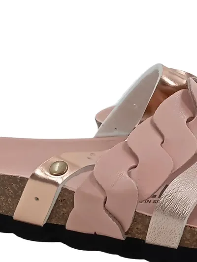Blue Bay Damen Pantoletten Gr. 38 Rosa Metallic Kork Fußbett Sommer