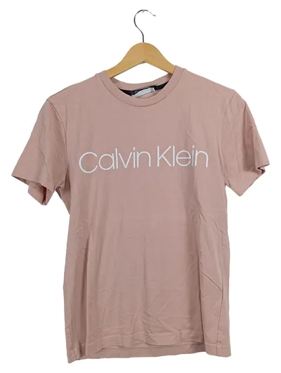Calvin Klein Damen T-Shirt Rosa Gr. 34/XS Logo-Print Baumwolle