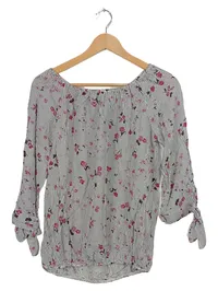 Cartoon Damen Bluse Gr. S 36 gestreift Blumenmuster 3/4-Arm 1