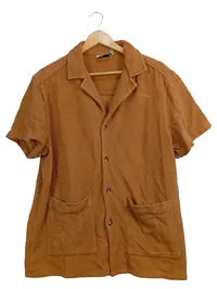 ASOS Design Herren Freizeithemd Braun Gr. S Kurzarm Baumwolle Casual 1