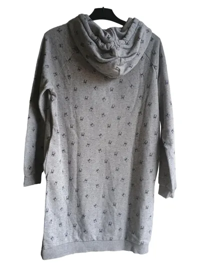 FB Sister Damen Hoodie Kleid Gr. S Grau Eulen Muster Kapuze