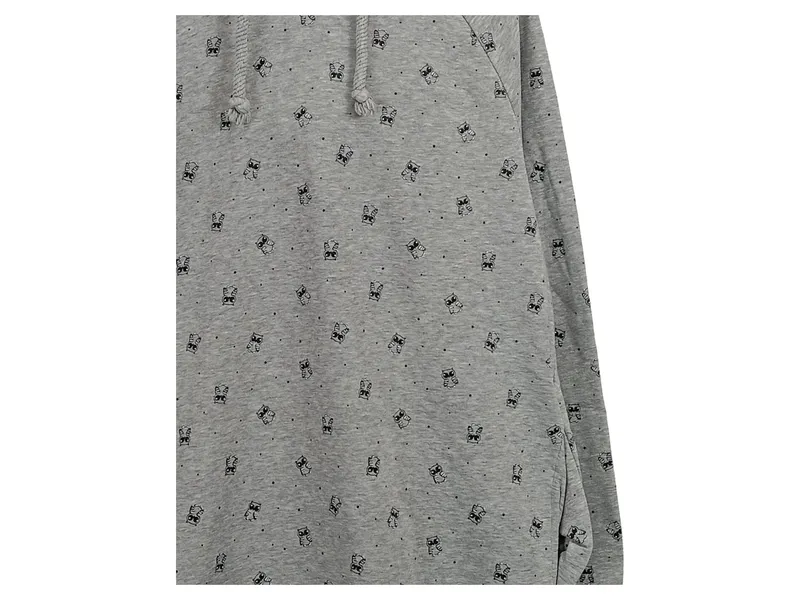 FB Sister Damen Hoodie Kleid Gr. S Grau Eulen Muster Kapuze 5