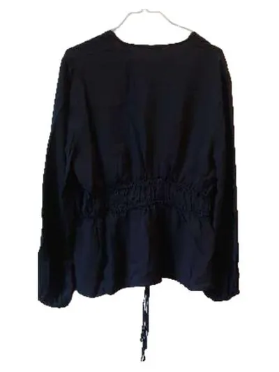 Marc O'Polo Damen Hemdbluse Gr. 42/XL Schwarz V-Ausschnitt Elegant