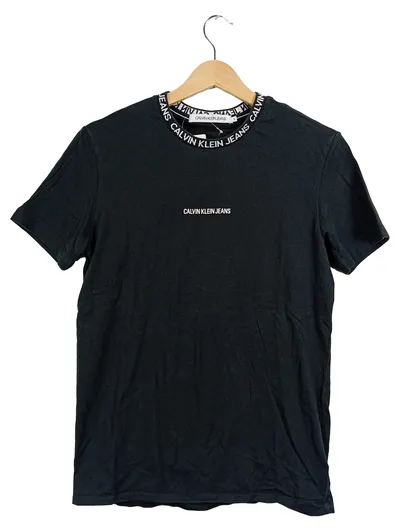 Calvin Klein Jeans Herren T-Shirt Schwarz Gr. S Logo-Print Casual