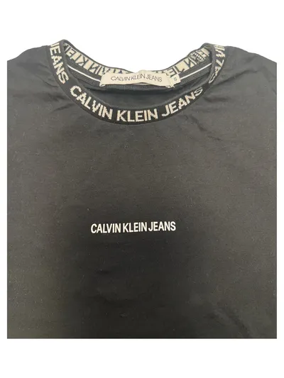 Calvin Klein Jeans Herren T-Shirt Schwarz Gr. S Logo-Print Casual