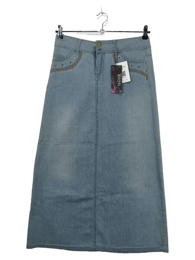 Uğur Damen Jeansrock Gr. 38 Blau Maxirock Strass Nieten Denim