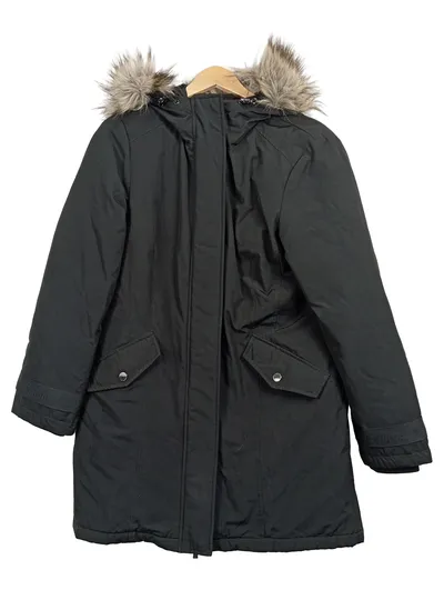 s.Oliver Damen Winterjacke Parka Gr. 40/L Schwarz Kunstfell Kapuze