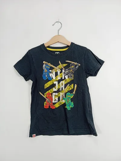 LEGO Ninjago T-Shirt Kinder Jungen Gr. 116 Schwarz Baumwolle Ninja Print
