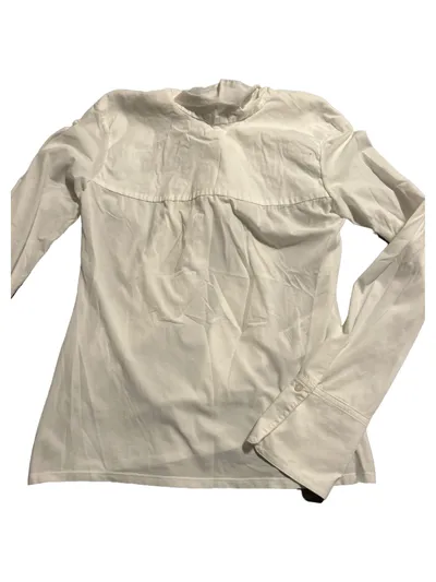 Marc Cain Damen Bluse Gr. 36/S Weiß Schleife Elegant Langarm