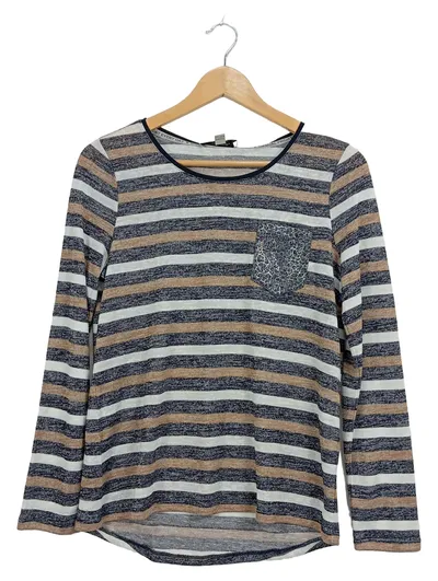 Comma Casual Identity Damen Langarmshirt Gr. 38 M gestreift Brusttasche