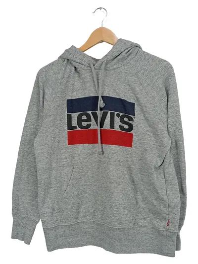 Levi's Kapuzenpullover Herren Hoodie Gr. XS Grau Logo Print Sweatshirt Casual