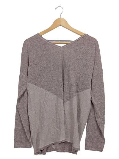 Grain de Malice Damen Pullover V-Ausschnitt Grau Meliert Gr. XL