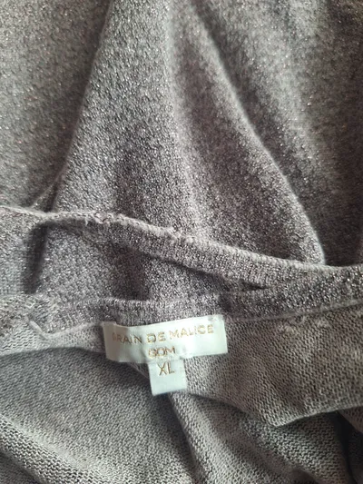 Grain de Malice Damen Pullover V-Ausschnitt Grau Meliert Gr. XL