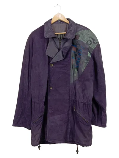 Seldom Francois Martin Herren Lederjacke Vintage Lila Gr. 48 Retro 80er Style
