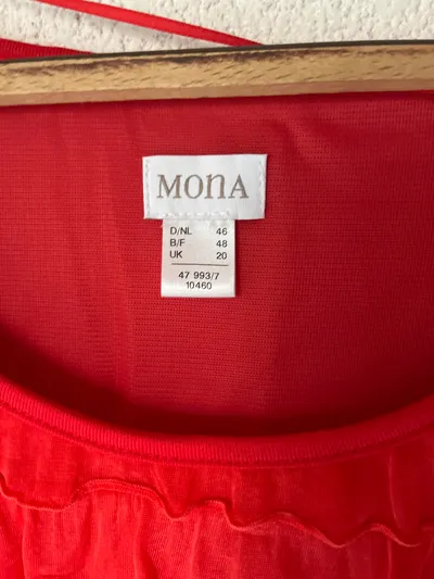 MONA Damen Festliches Kleid Gr. 46 Rot Elegant Rüschen Midikleid