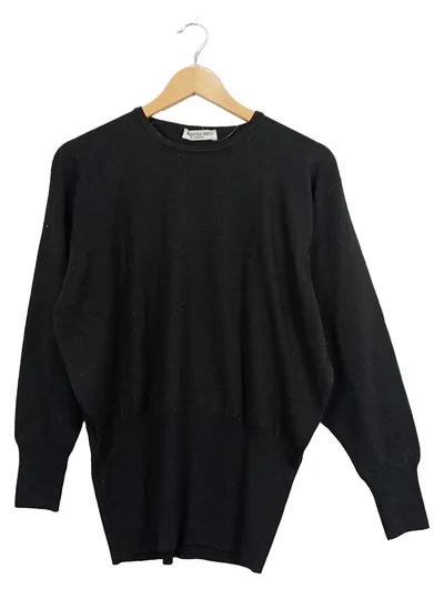 Jacques Britt Pullover Damen Gr. 42 XL Schwarz Wolle Strickpullover Rundhals