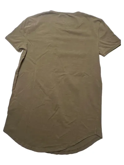 SikSilk Herren T-Shirt Gr. XS Oliv Logo Stickerei Longline Streetwear