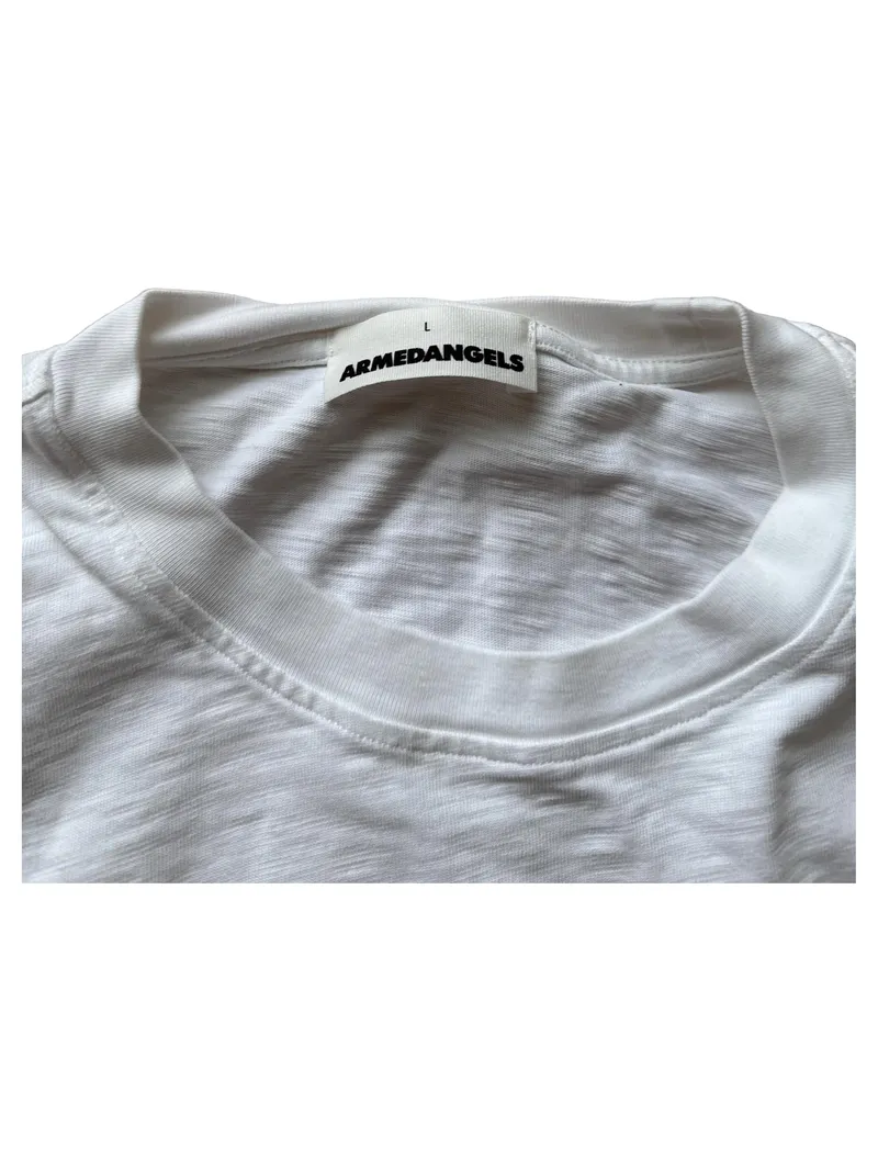 ARMEDANGELS T-Shirt Herren Gr. L Weiß Baumwolle Brusttasche Basic 6