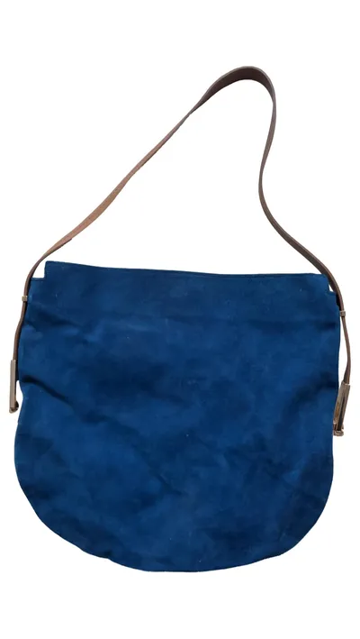 BOSS Damen Henkeltasche Blau Wildleder Leder Elegant 35x33 cm