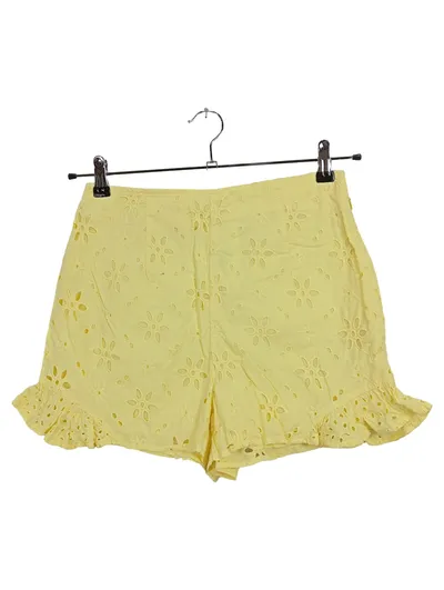Miss Selfridge Damen Shorts Gelb Lochstickerei Rüschen Gr. 40/L Baumwolle