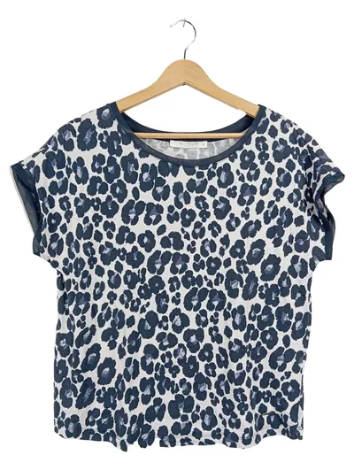 Betty & Co Damen T-Shirt Leopardenmuster Blau Weiß Gr. M