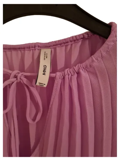 MANGO Damen Bluse Plissee Bindedetail Lila Gr. M 38 Chiffon