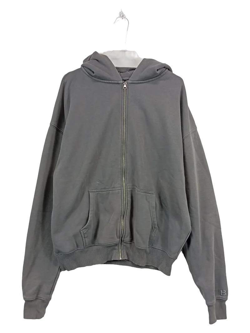 BUROCS Kapuzenpullover Herren M Grau Zip Hoodie Sweatjacke Baumwolle 1
